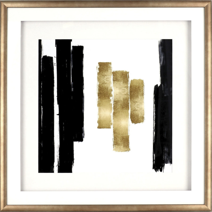 Lorell Blocks I Framed Abstract Artwork, Gold, LLR04476