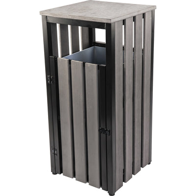 Lorell Faux Wood Outdoor Waste Bin, Weathered Charcoal, LLR42693