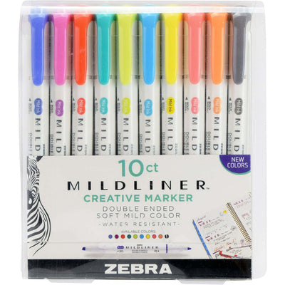 Zebra MILDLINER Dual Ended Creative Marker, 10 / Pack, ZEB78101