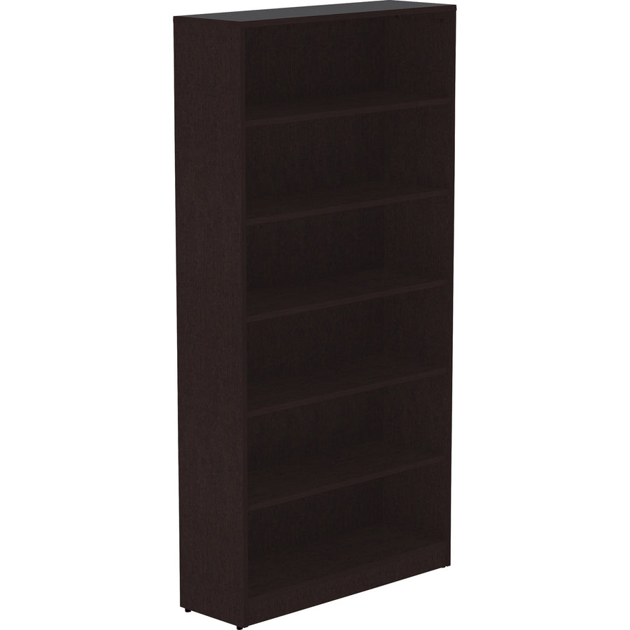 Lorell Laminate Bookcase, Essential, 72" Height x 36" Width x 12" Depth, Thermofused Laminate (TFL), Adjustable Feet, LLR18228