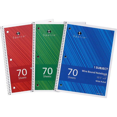 Sparco Wide Ruled Wire-bound Notebook, 1 Pack, SPR00331