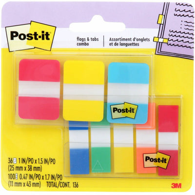 3M Post-it Tabs and Flags Combo Pack, Orange, 136 / Pack, MMM686COMBO1