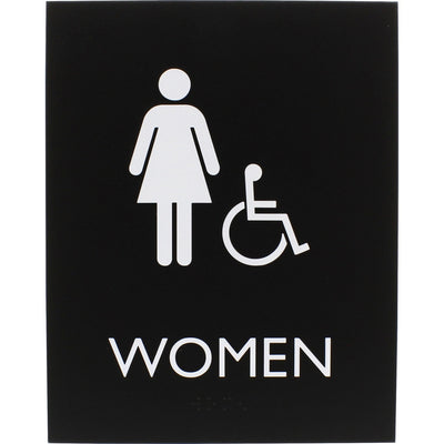 Lorell Women's Handicap Restroom Sign, Black, LLR02666