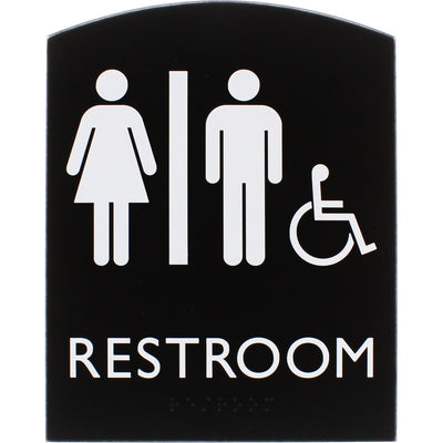 Lorell Arched Unisex Handicap Restroom Sign, Black, LLR02673