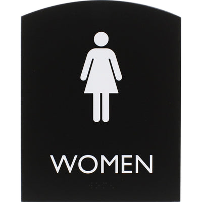 Lorell Arched Women's Restroom Sign, Black, LLR02674