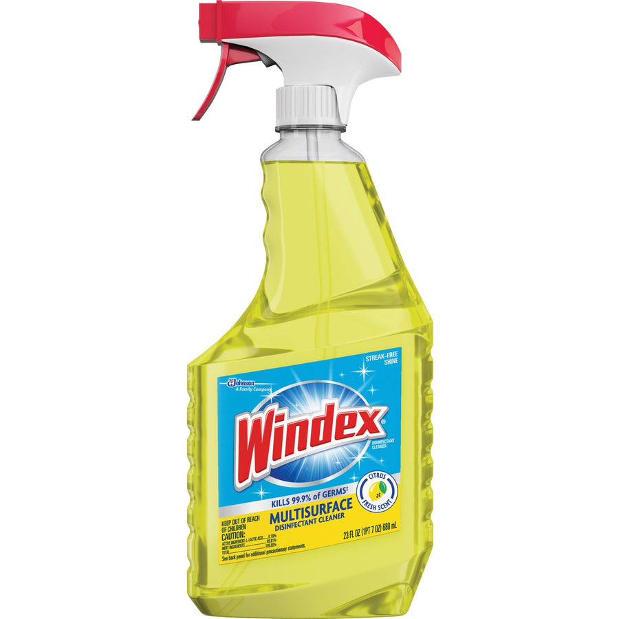 Windex® MultiSurface Disinfectant Spray, Yellow, Non-porous, 8 / Carton, SJN305498CT