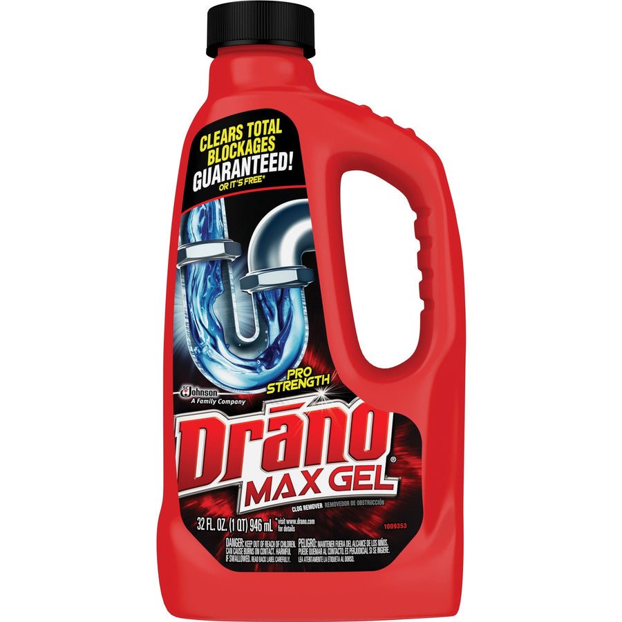 Drano Max Gel Clog Remover, Clear, Phosphorous-free, 12 / Carton, SJN694768CT