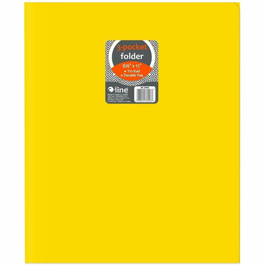 C-Line 3-Pocket Poly Portfolios, 8.5" Width x 11" Length, Yellow, 24 / Box, CLI33946
