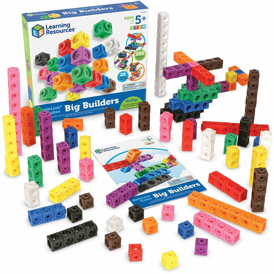 Learning Resources MathLink Cubes Big Builders, 9" x 10.1", Colorful, LRNLER9291