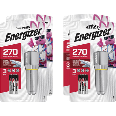 Energizer Vision HD Compact Flashlight, Chrome, Alloy, Durable, 4 / Carton, EVEEPMHH32ECT