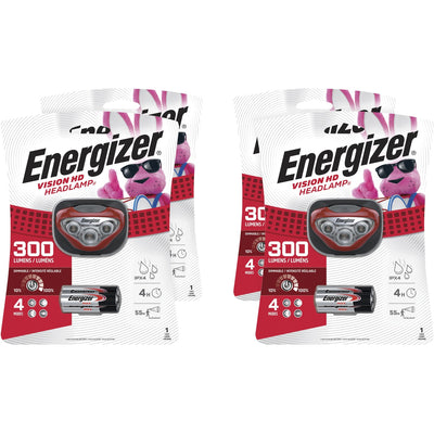 Energizer Vision HD LED Headlamp, Red, Flood Light Mode, 4 / Carton, EVEHDB32ECT
