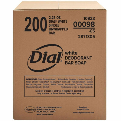 The Dial Dial Antibacterial Bar Soap, White, 200 / Carton, DIA00098