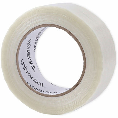 Universal 120# Utility Grade Filament Tape, 3" Core, 48 mm x 54.8 m, Clear, 1 Roll, UNV30048