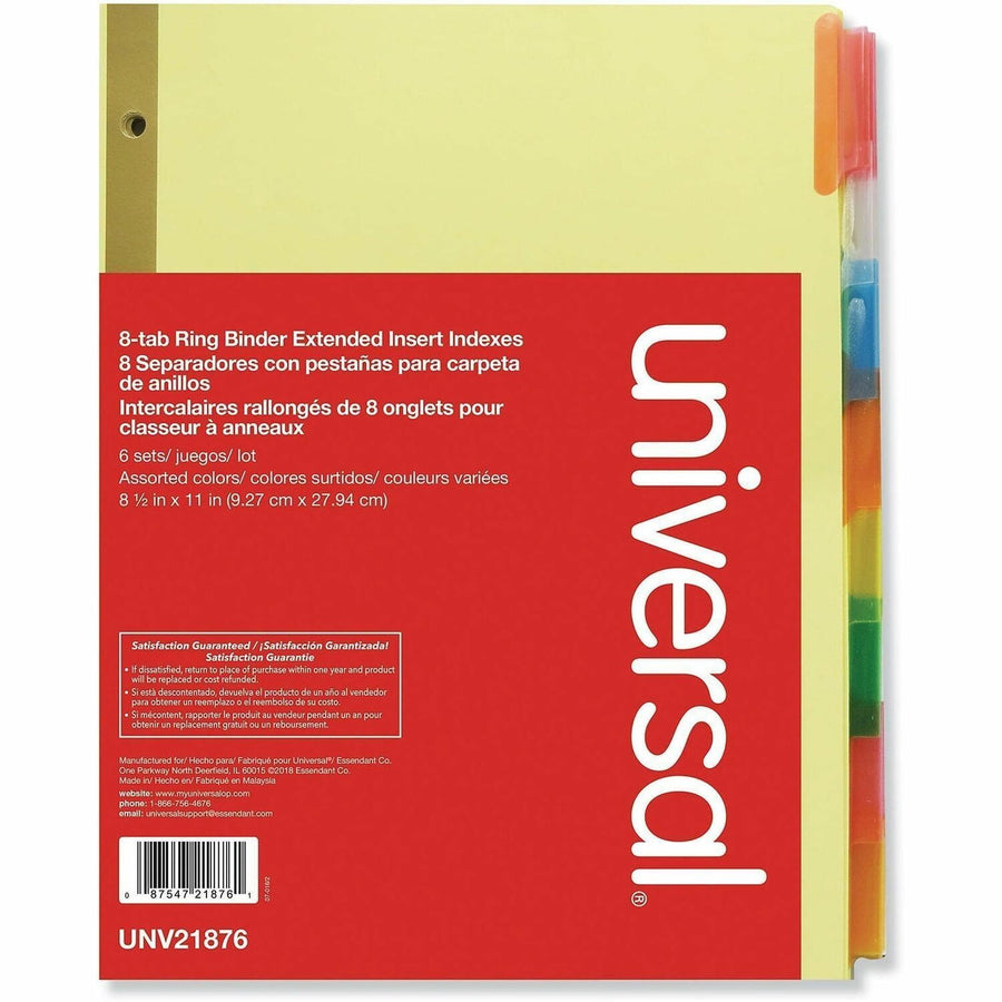 Universal Index Divider, Deluxe, 8.50" Width x 11" Length, Buff, Side, 6 Set, UNV21876