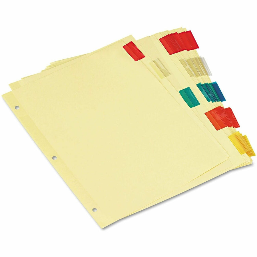 Universal Insertable Tab Index, 5-Tab, 11 x 8.5, Buff, Assorted Tabs, 6 Sets, 8.50" Width x 11" Length, Side, UNV21870