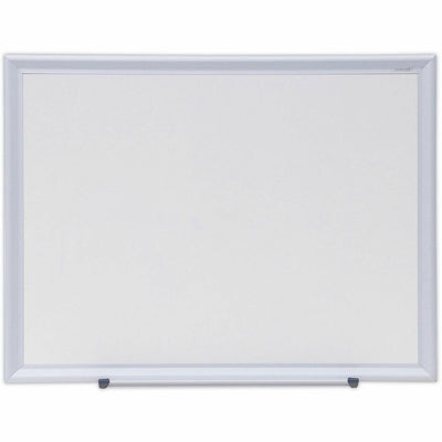 Universal Deluxe Melamine Dry Erase Board, 24" x 18", White Surface, Satin Aluminum Frame, UNV44618