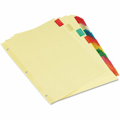 Universal Insertable Tab Index, 8-Tab, 11 x 8.5, Buff, Assorted Tabs, 6 Sets, 8.50" Width x 11" Length, UNV21872