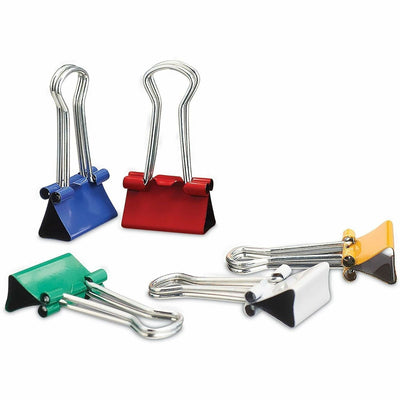 Universal Binder Clips with Storage Tub, Small, Assorted Colors, 40/Pack, White, UNV31028