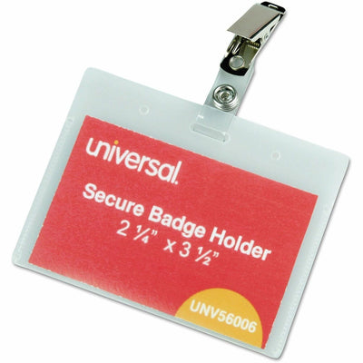 Universal Deluxe Name Badge Holder, Clear, 50 / Box, UNV56006