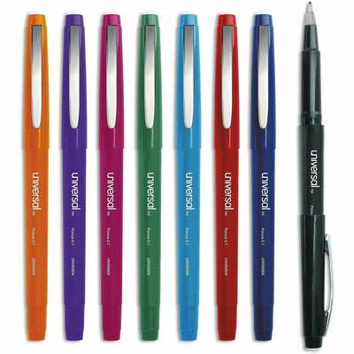 Universal Porous Point Pen, Stick, Medium 0.7 mm, Assorted Ink and Barrel Colors, 8/Pack, UNV50504
