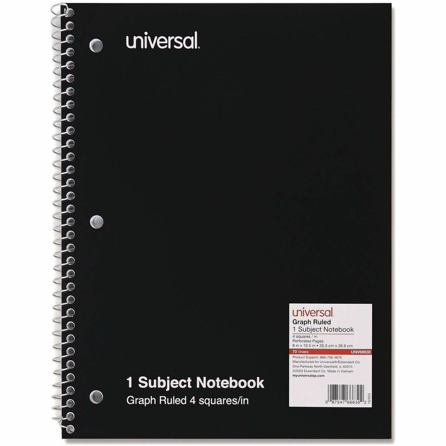 Universal Notebook, 8" x 10.50", Paperboard, Spiral, 15 lb, 70, UNV66630