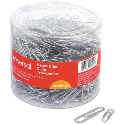 Universal Paper Clip, Silver, 1000 / Pack, UNV21001