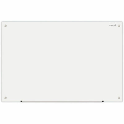 Universal Frameless Glass Marker Board, 36" x 24", White Surface, UNV43232