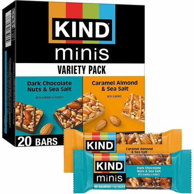 KIND Minis Nuts & Sea Salt Nut Bars Variety, Low Sodium, 20 / Pack, KND27964