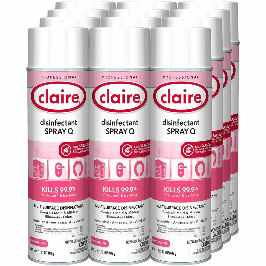 Claire Multipurpose Disinfectant Spray, Pink, Non-porous, 12 / Carton, CGCC1001