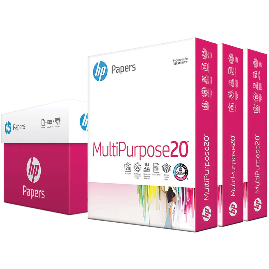 HP Papers MultiPurpose20 Paper - White, 8.5" x 11", 20 lb, 3 / Carton, HEW112530