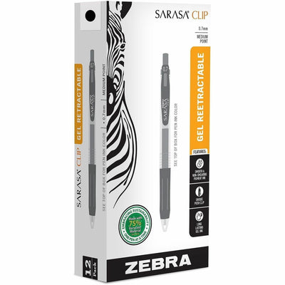 Zebra SARASA Clip Retractable Gel Pen, 1 Dozen, ZEB48710