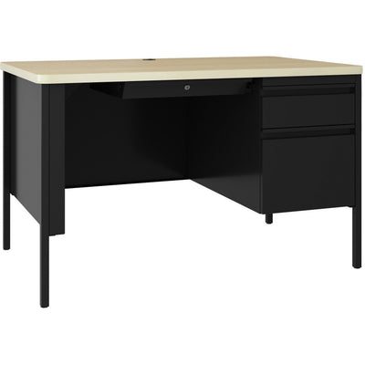 Lorell Fortress Series 48" Right-Pedestal Teachers Desk, Black, LLR03156