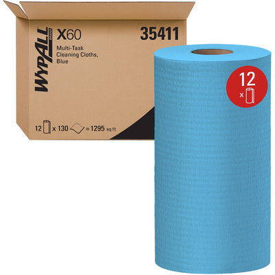 Kimberly-Clark Wypall General Clean X60 Multi-Task Cleaning Cloths, Blue, 1 Carton, KCC35411