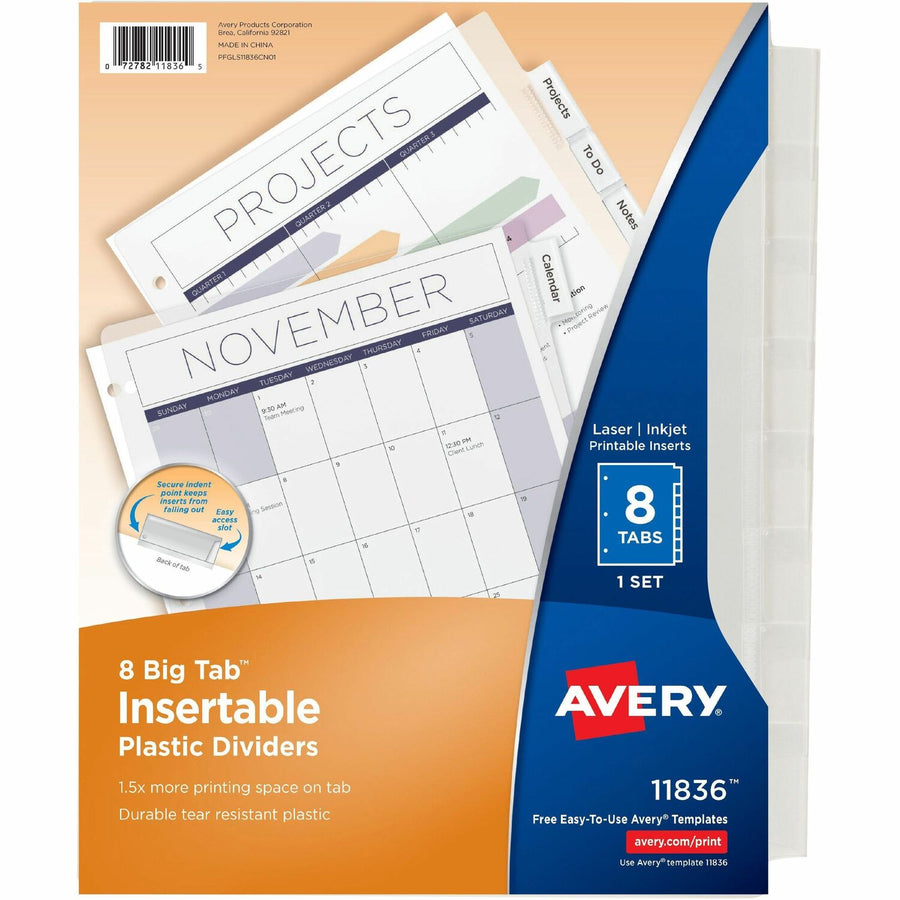 Avery Big Tab Insertable Plastic Dividers, Clear, 1 Set — view 1