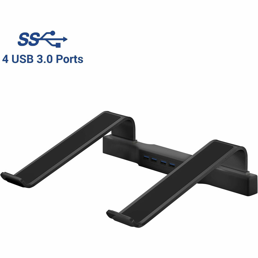 DAC® MP-220 Non-Skid Laptop Stand With 4-Port USB 3.0 Hub, Black, 12" x 3", Ventilated, DTA21680