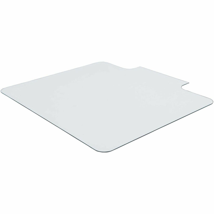 Lorell Tempered Glass Chairmat with Lip, Clear, Slip Resistant, LLR82837