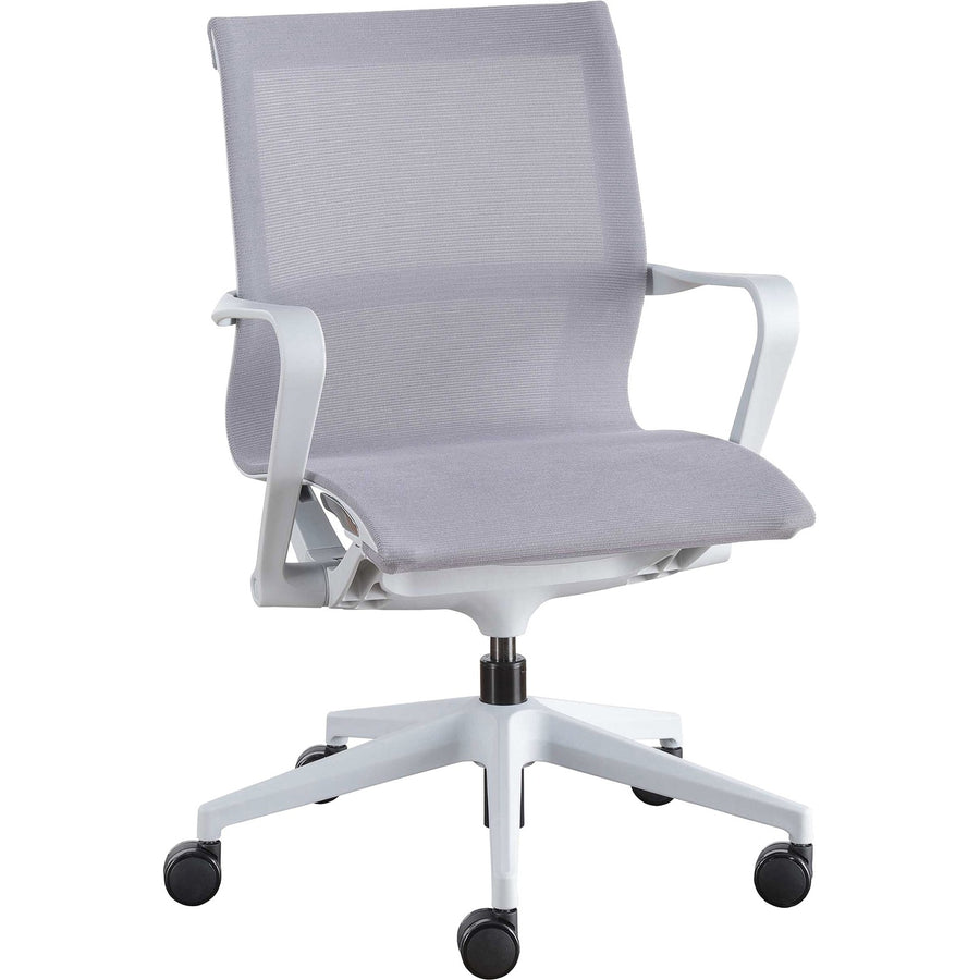 Lorell Premium Executive Mesh Mid-back Sling Chair, 26.3" x 38.5", Gray, Mobility, LLR40207