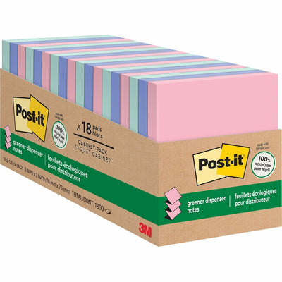 3M Post-it Greener Dispenser Notes, Moonstone, 1 Pack, MMMR330RP18CP