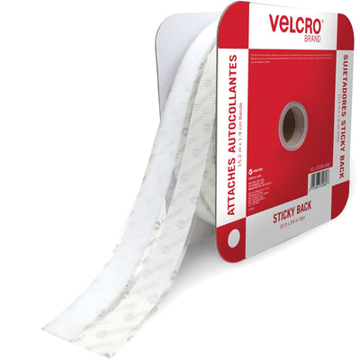 VELCRO® Sticky Back Fasteners, White, 0.75", 16.67 yd, Peel & Stick, 1 Roll, VEK30080