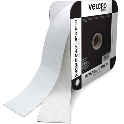 VELCRO® Industrial Fastener Tape, White, 2", 25 ft, Peel & Stick, 1 Roll, VEK30082