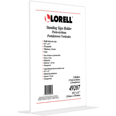 Lorell T-base Standing Sign Holders, Clear, 2 / Pack, LLR49207
