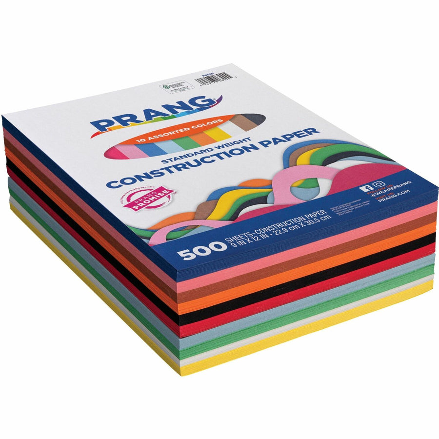 Prang Construction Paper, Assorted, 45 lb, Recyclable, 500 / Pack, PACP6555