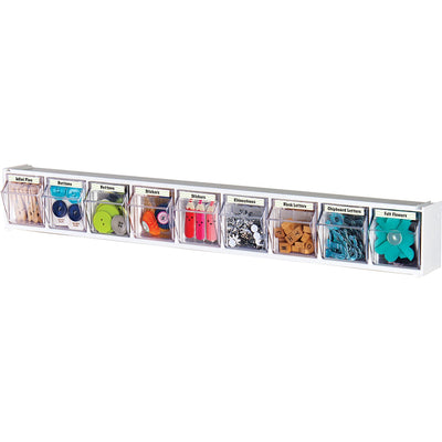 Deflecto Tilt Bin Interlocking Multi-Bin Storage Organizer, 23.63" x 4.50", Black, Locking System, DEF20903