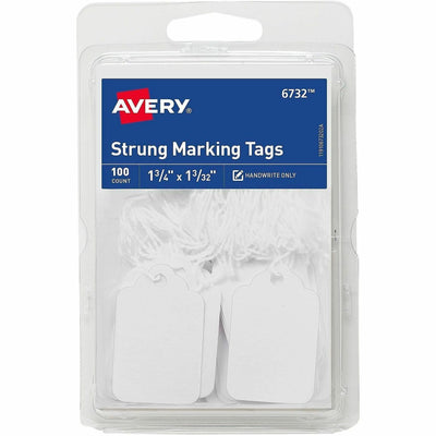 Avery Marking Tags, Strung, 1-3/4" x 1-3/32", 100 Tags (6732), White, 1 Carton — view 1