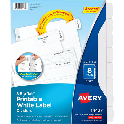 Avery Big Tab Printable White Label Dividers, 36 / Carton — view 1