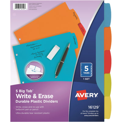 Avery Big Tab Write & Erase Durable Plastic Dividers, Multicolor, 24 / Carton — view 1