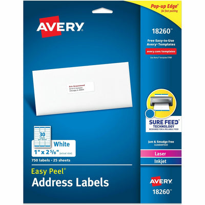 Avery Easy Peal Sure Feed Address Labels, Matte, 5 / Carton — view 1
