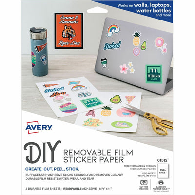 Avery Surface Safe Printable Decal Stickers, White, 5 Pack — view 1