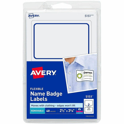 Avery Flexible Name Badge Labels, White, 18 / Carton — view 1