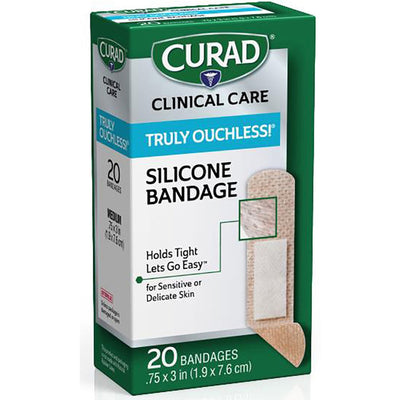 Medline Curad Silicone Flexible Fabric Bandages, Beige, 20 / Box, MIICUR5002V1